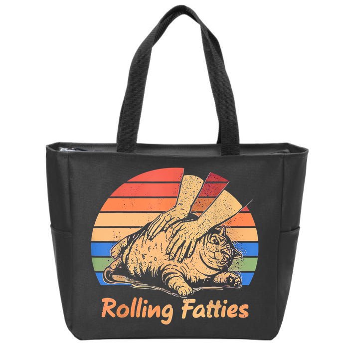 Cat Rolling Fatties Funny Zip Tote Bag