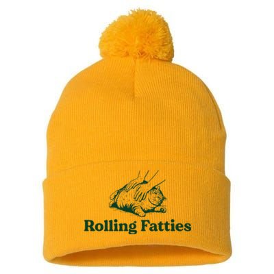 Cat Rolling Fatties Pom Pom 12in Knit Beanie