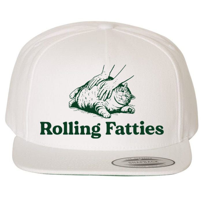 Cat Rolling Fatties Wool Snapback Cap