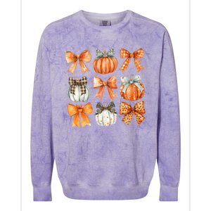 Coquette Retro Fall Pumpkin Bow Autumn Pumpkin Colorblast Crewneck Sweatshirt