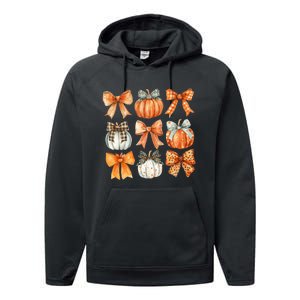 Coquette Retro Fall Pumpkin Bow Autumn Pumpkin Performance Fleece Hoodie