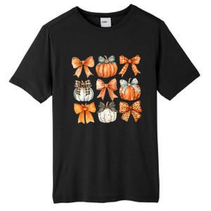 Coquette Retro Fall Pumpkin Bow Autumn Pumpkin Tall Fusion ChromaSoft Performance T-Shirt