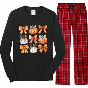 Coquette Retro Fall Pumpkin Bow Autumn Pumpkin Long Sleeve Pajama Set