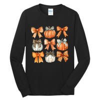 Coquette Retro Fall Pumpkin Bow Autumn Pumpkin Tall Long Sleeve T-Shirt