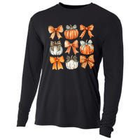 Coquette Retro Fall Pumpkin Bow Autumn Pumpkin Cooling Performance Long Sleeve Crew