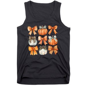 Coquette Retro Fall Pumpkin Bow Autumn Pumpkin Tank Top