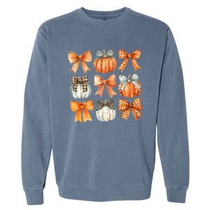 Coquette Retro Fall Pumpkin Bow Autumn Pumpkin Garment-Dyed Sweatshirt