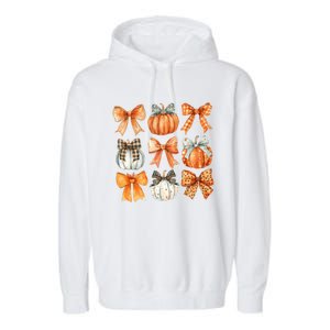 Coquette Retro Fall Pumpkin Bow Autumn Pumpkin Garment-Dyed Fleece Hoodie