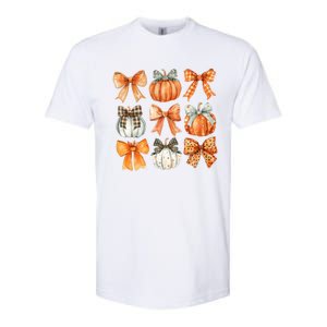 Coquette Retro Fall Pumpkin Bow Autumn Pumpkin Softstyle CVC T-Shirt