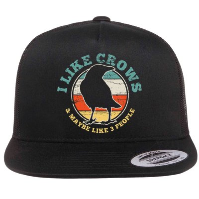Crow Raven Funny Vintage Gift Flat Bill Trucker Hat