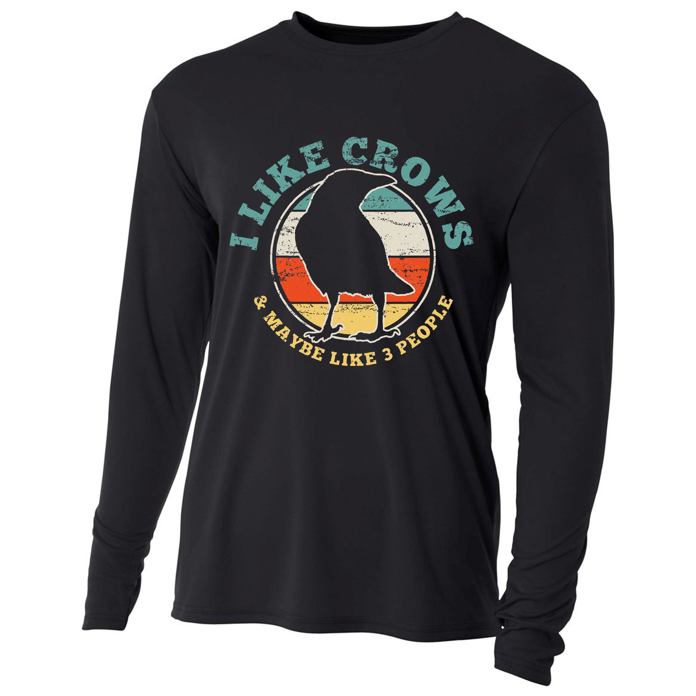 Crow Raven Funny Vintage Gift Cooling Performance Long Sleeve Crew