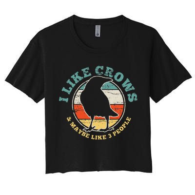 Crow Raven Funny Vintage Gift Women's Crop Top Tee