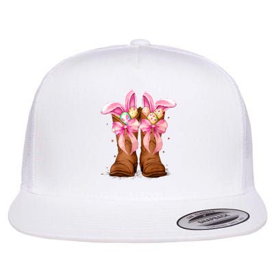 Cowboy Rabbit Funny Boot Egg Western Coquette Easter Day Flat Bill Trucker Hat