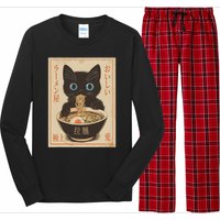 Cat Ramen Funny Japanese Graphic Kawaii Anime Vintage Long Sleeve Pajama Set