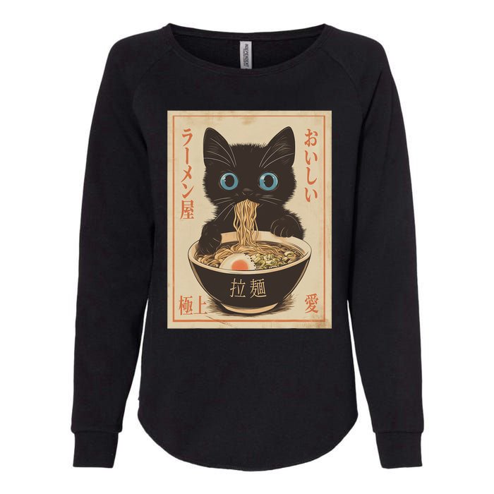 Cat Ramen Funny Japanese Graphic Kawaii Anime Vintage Womens California Wash Sweatshirt