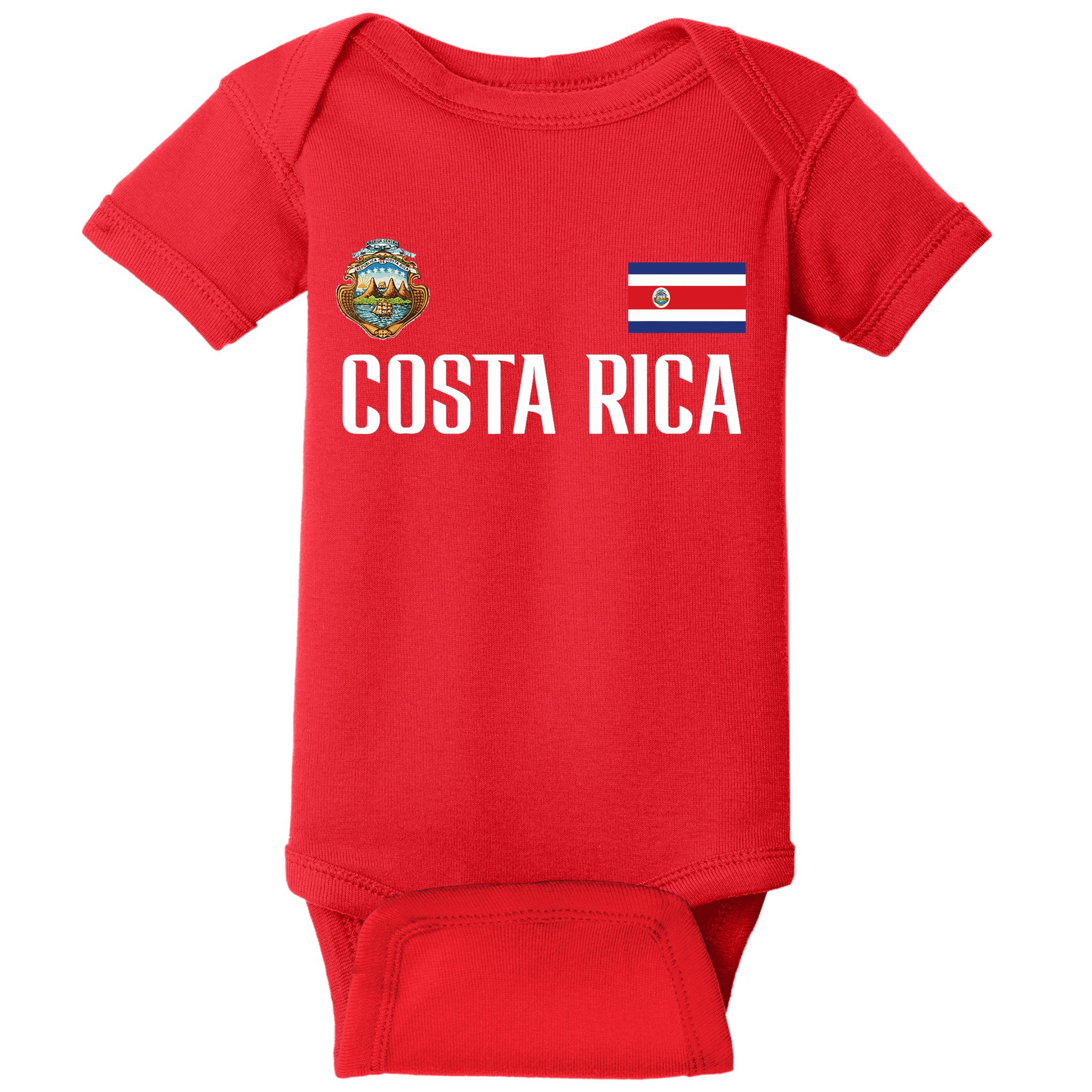Costa Rica Flag Football Soccer Fan Baby Bodysuit