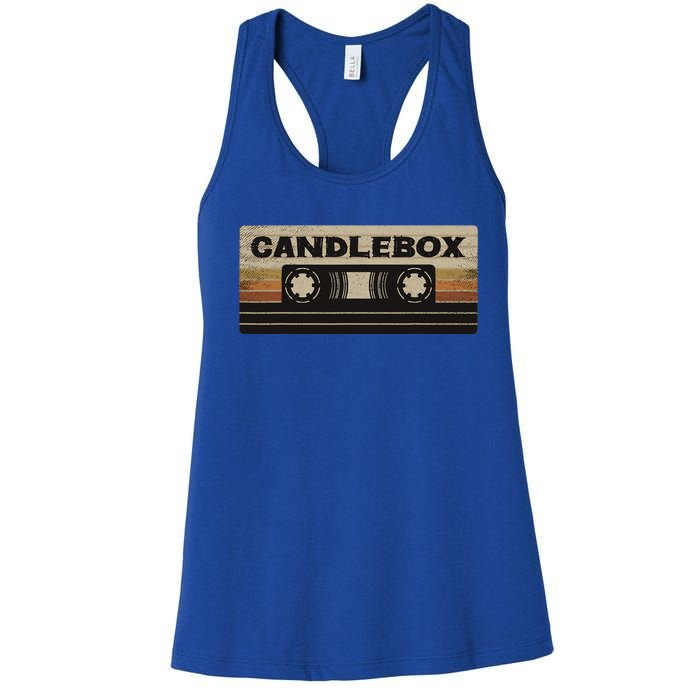 Circle Retro Faded Candles Box 90s Cassette Rock Vintage Women's Racerback Tank