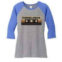 Circle Retro Faded Candles Box 90s Cassette Rock Vintage Women's Tri-Blend 3/4-Sleeve Raglan Shirt