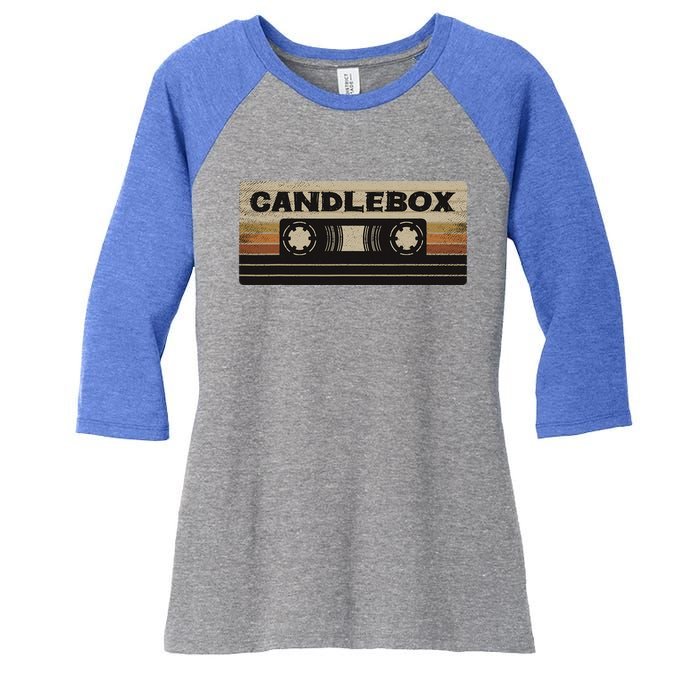 Circle Retro Faded Candles Box 90s Cassette Rock Vintage Women's Tri-Blend 3/4-Sleeve Raglan Shirt