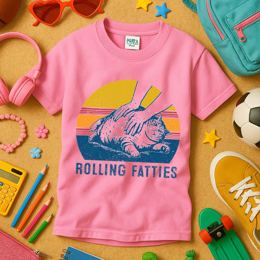 Cat Rolling Fatties Kids T-Shirt