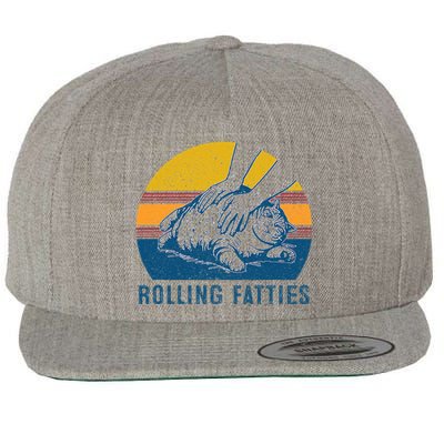 Cat Rolling Fatties Wool Snapback Cap