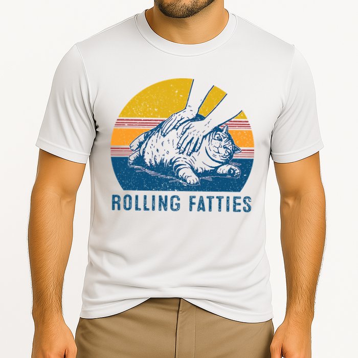 Cat Rolling Fatties Cooling Performance Crew T-Shirt