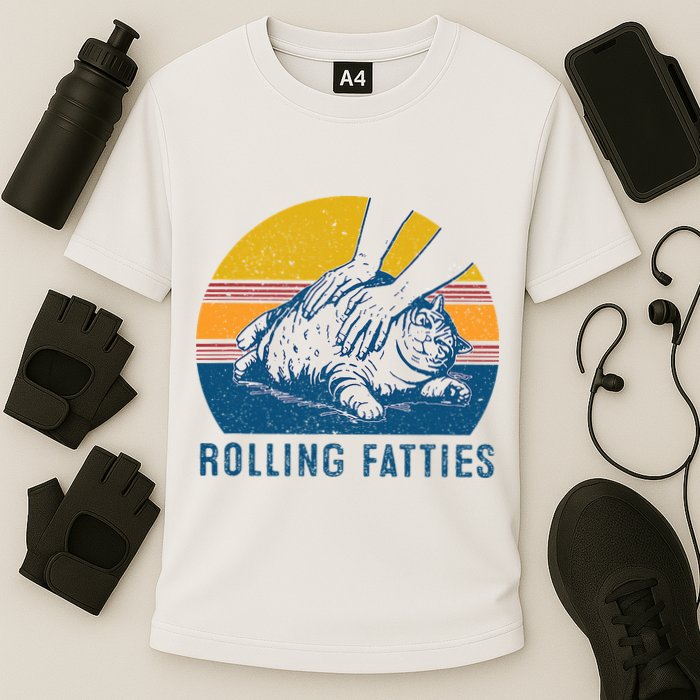 Cat Rolling Fatties Cooling Performance Crew T-Shirt