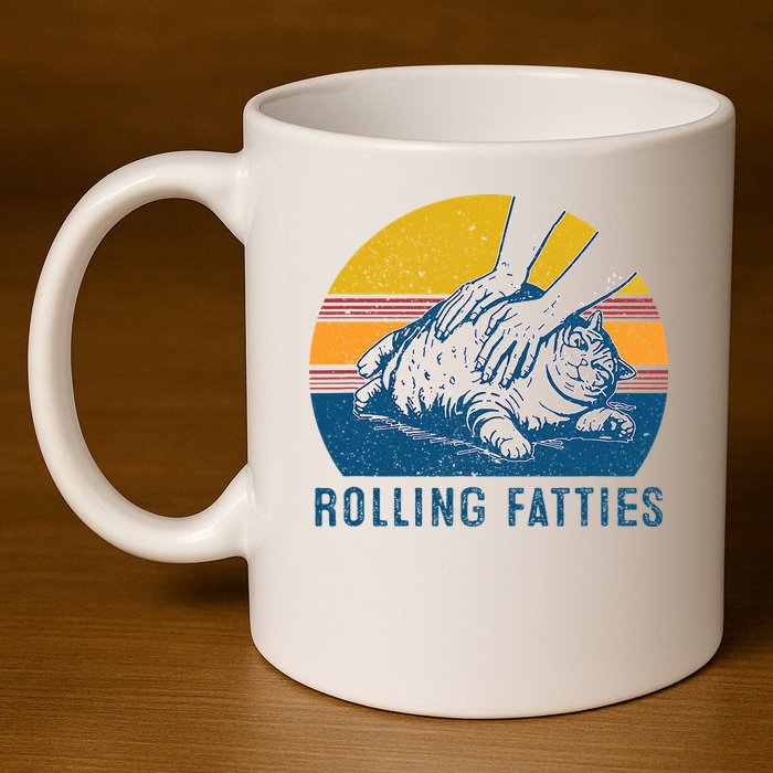 Cat Rolling Fatties 11oz C Handle Ceramic Mug