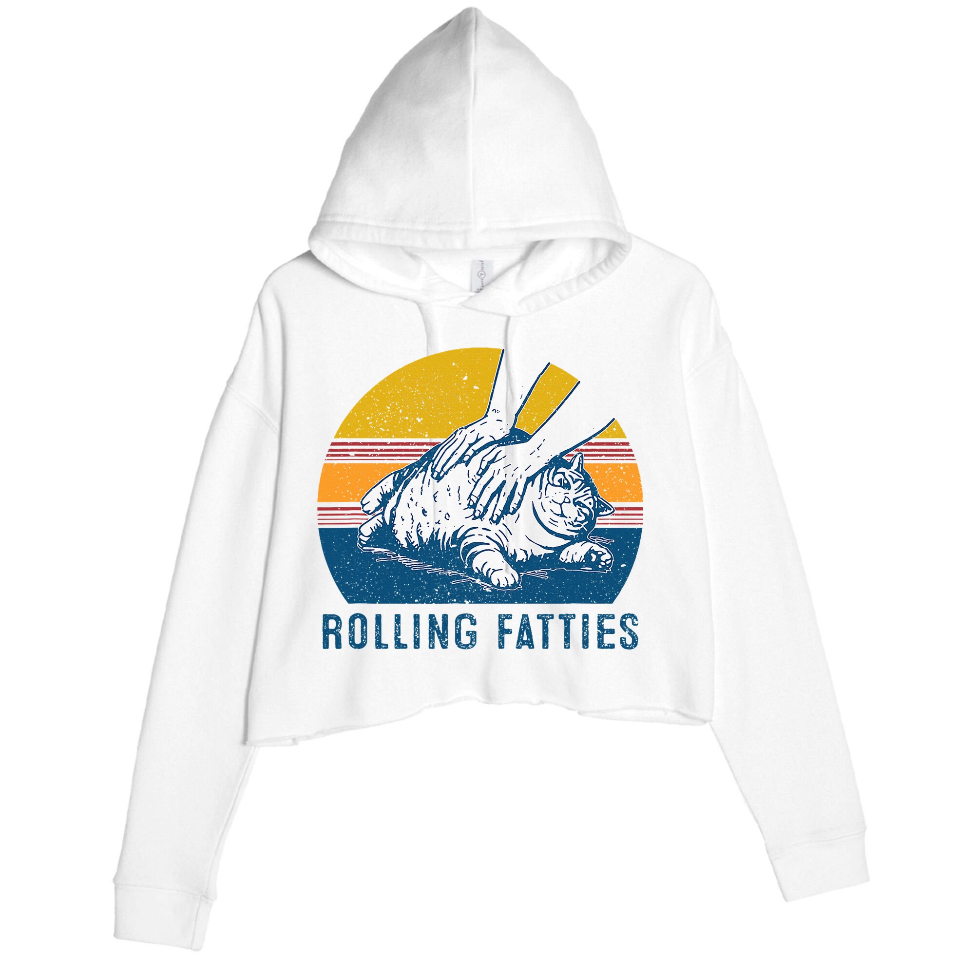 Cat Rolling Fatties Crop Fleece Hoodie
