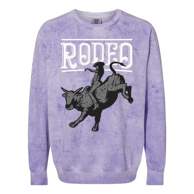 Cool Rodeo Funny Bull Rider Cowboy Cattle Ride Lover Outfit Colorblast Crewneck Sweatshirt