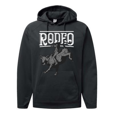 Cool Rodeo Funny Bull Rider Cowboy Cattle Ride Lover Outfit Performance Fleece Hoodie