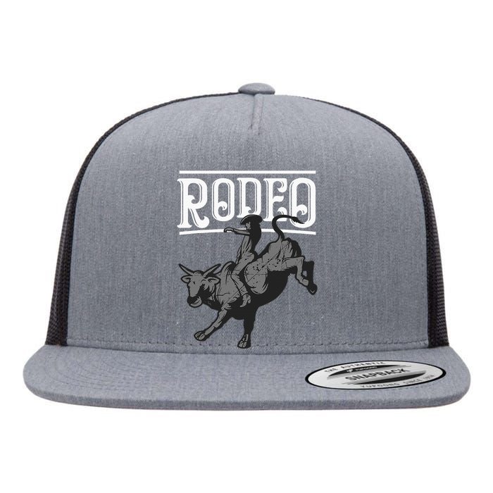 Cool Rodeo Funny Bull Rider Cowboy Cattle Ride Lover Outfit Flat Bill Trucker Hat