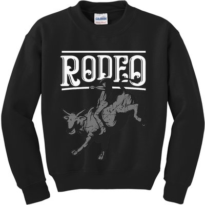 Cool Rodeo Funny Bull Rider Cowboy Cattle Ride Lover Outfit Kids Sweatshirt