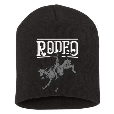 Cool Rodeo Funny Bull Rider Cowboy Cattle Ride Lover Outfit Short Acrylic Beanie