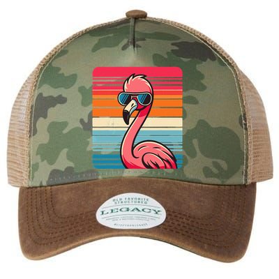 Cool Retro Flamingo In Sunglasses 70s 80s 90s Funny Flamingo Legacy Tie Dye Trucker Hat