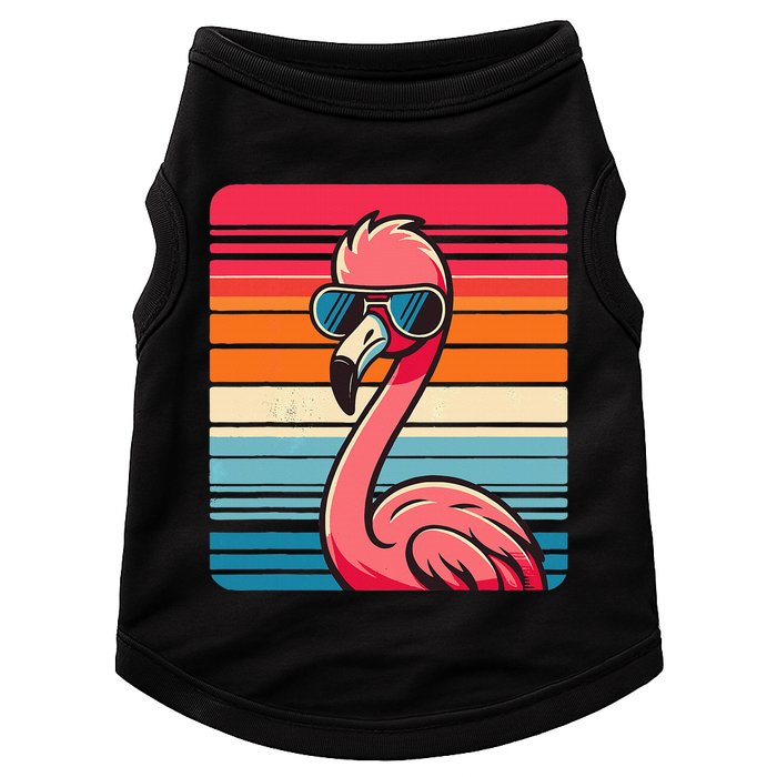 Cool Retro Flamingo In Sunglasses 70s 80s 90s Funny Flamingo Doggie Tank