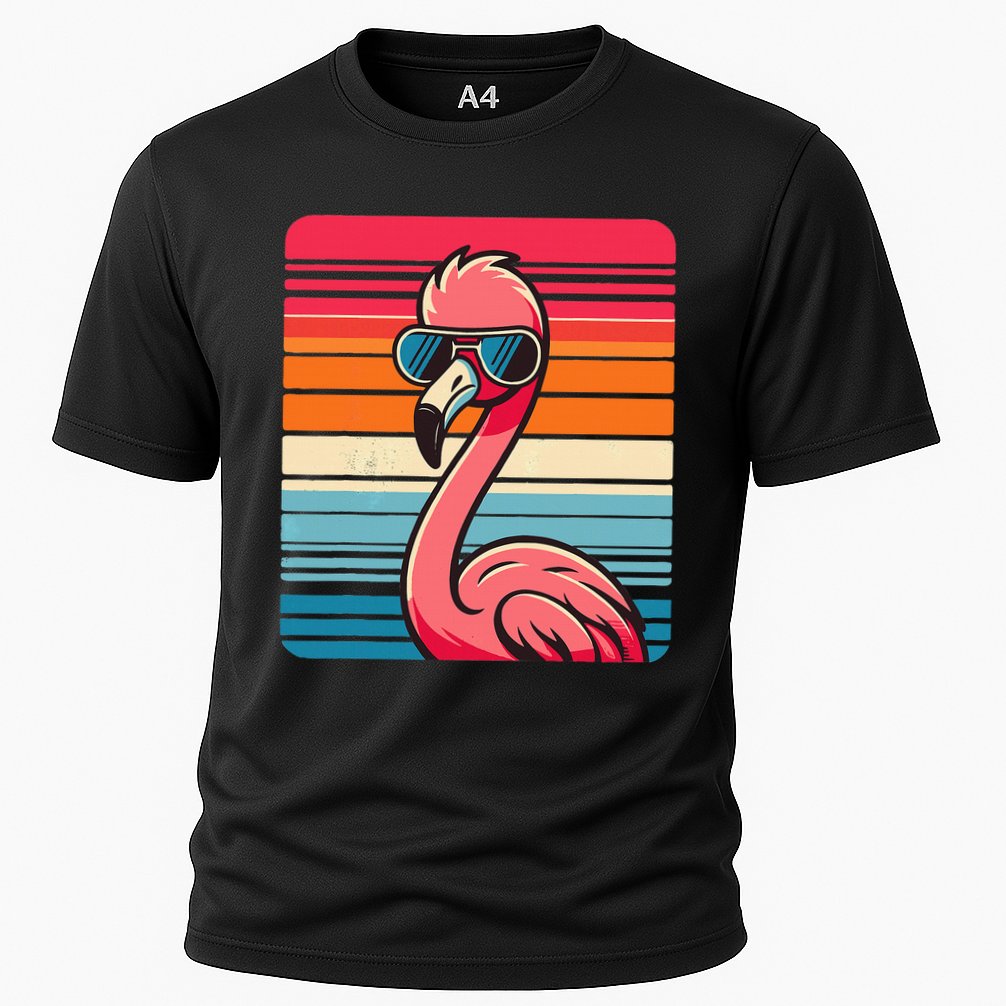 Cool Retro Flamingo In Sunglasses 70s 80s 90s Funny Flamingo Performance Shirt