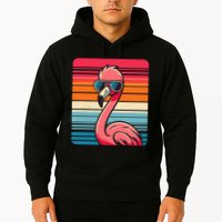 Cool Retro Flamingo In Sunglasses 70s 80s 90s Funny Flamingo Hoodie