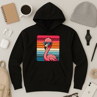 Cool Retro Flamingo In Sunglasses 70s 80s 90s Funny Flamingo Hoodie