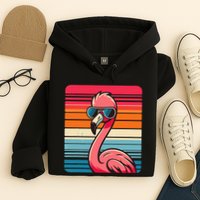 Cool Retro Flamingo In Sunglasses 70s 80s 90s Funny Flamingo Hoodie
