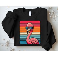 Cool Retro Flamingo In Sunglasses 70s 80s 90s Funny Flamingo Sweatshirt