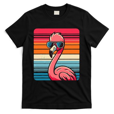 Cool Retro Flamingo In Sunglasses 70s 80s 90s Funny Flamingo T-Shirt