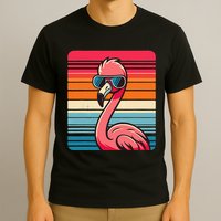 Cool Retro Flamingo In Sunglasses 70s 80s 90s Funny Flamingo T-Shirt