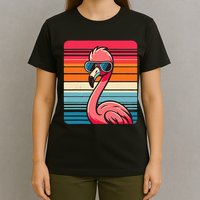 Cool Retro Flamingo In Sunglasses 70s 80s 90s Funny Flamingo T-Shirt