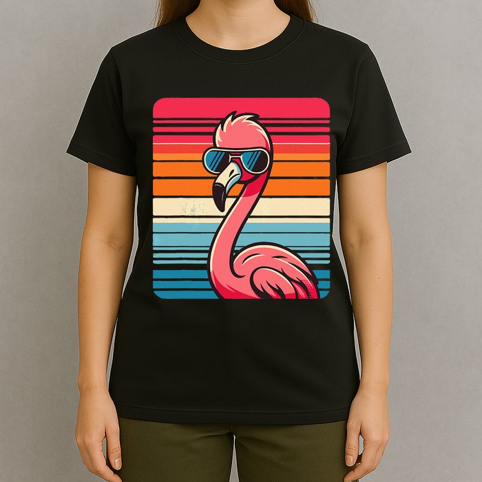 Cool Retro Flamingo In Sunglasses 70s 80s 90s Funny Flamingo T-Shirt