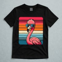 Cool Retro Flamingo In Sunglasses 70s 80s 90s Funny Flamingo T-Shirt
