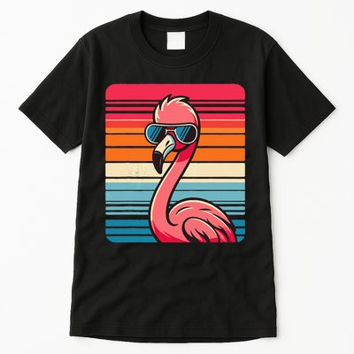 Cool Retro Flamingo In Sunglasses 70s 80s 90s Funny Flamingo Tall T-Shirt