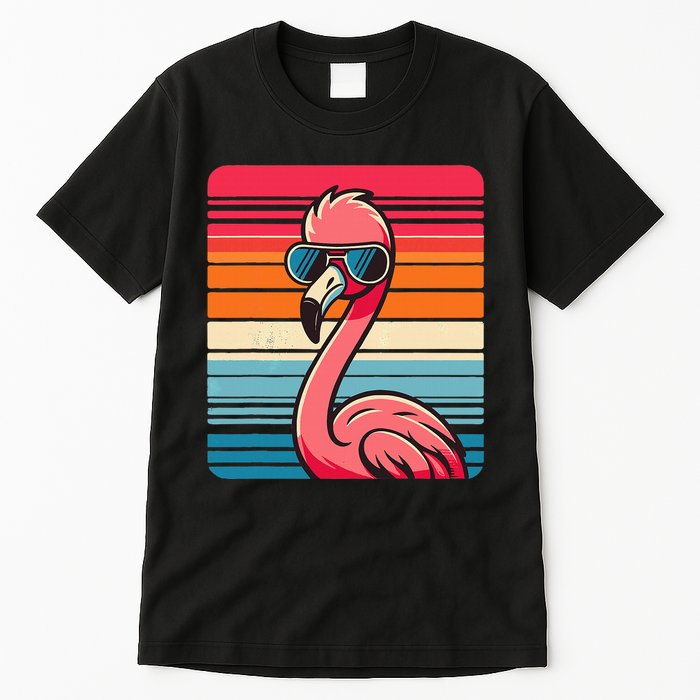 Cool Retro Flamingo In Sunglasses 70s 80s 90s Funny Flamingo Tall T-Shirt