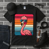 Cool Retro Flamingo In Sunglasses 70s 80s 90s Funny Flamingo Tall T-Shirt