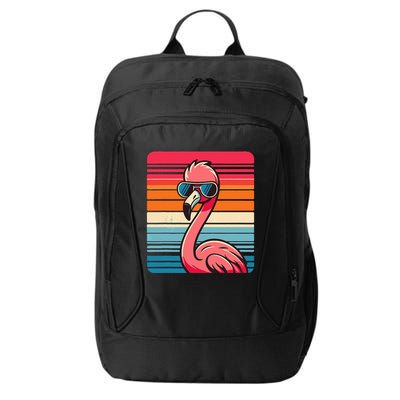 Cool Retro Flamingo In Sunglasses 70s 80s 90s Funny Flamingo City Backpack